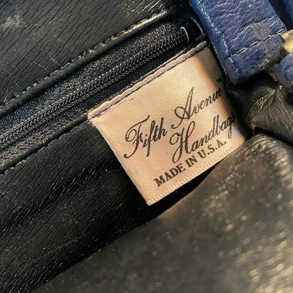 Vintage Patchwork Blue‎ Saks Fifth Handbag 80s USA Shoulder bag Leather - Picture 5 of 7